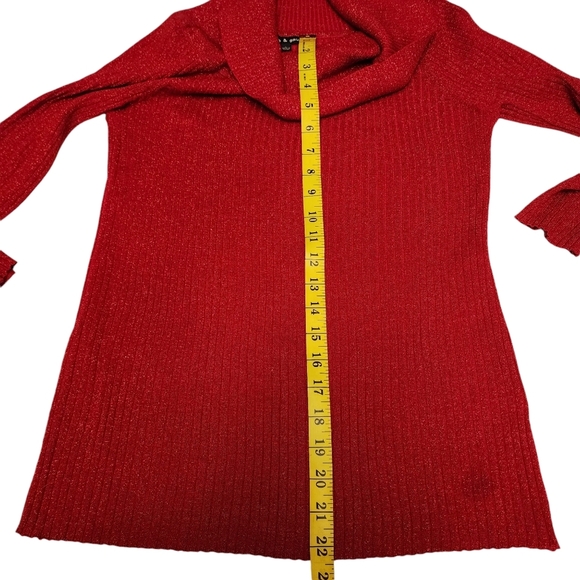 Red Sparkling Ribbed Sweater - Picture 9 of 13